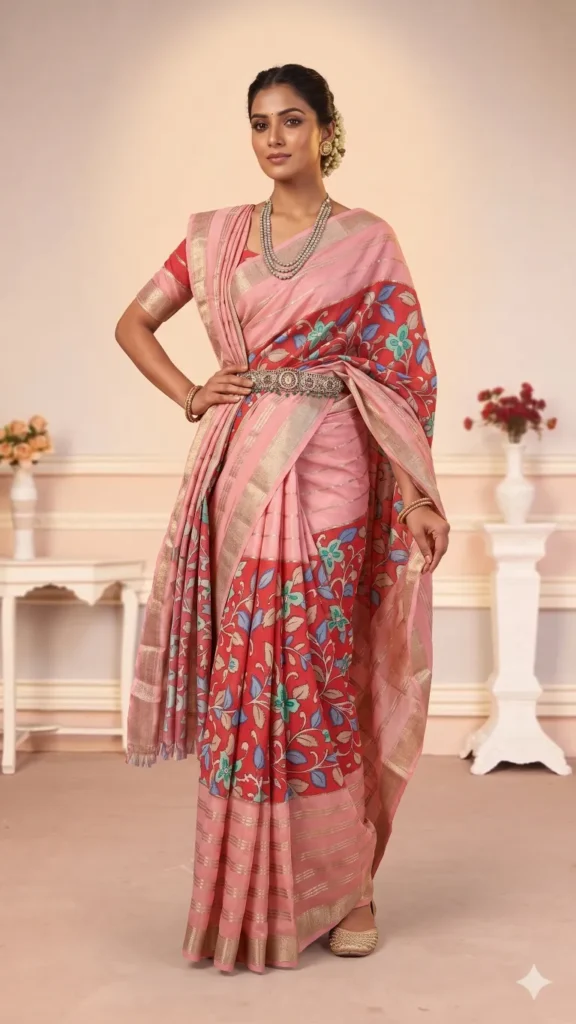 lite pink saree